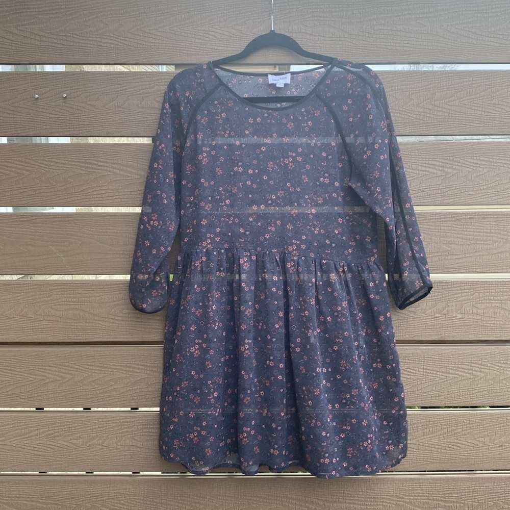 Frank & Oak Printed chiffon floral dress mid sleeves sheered Size Small - Picture 3 of 11